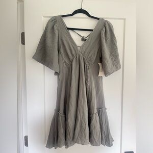 🌿 Böhme Olive Green Gauze Mini Dress – Size Small – NWT 🌿